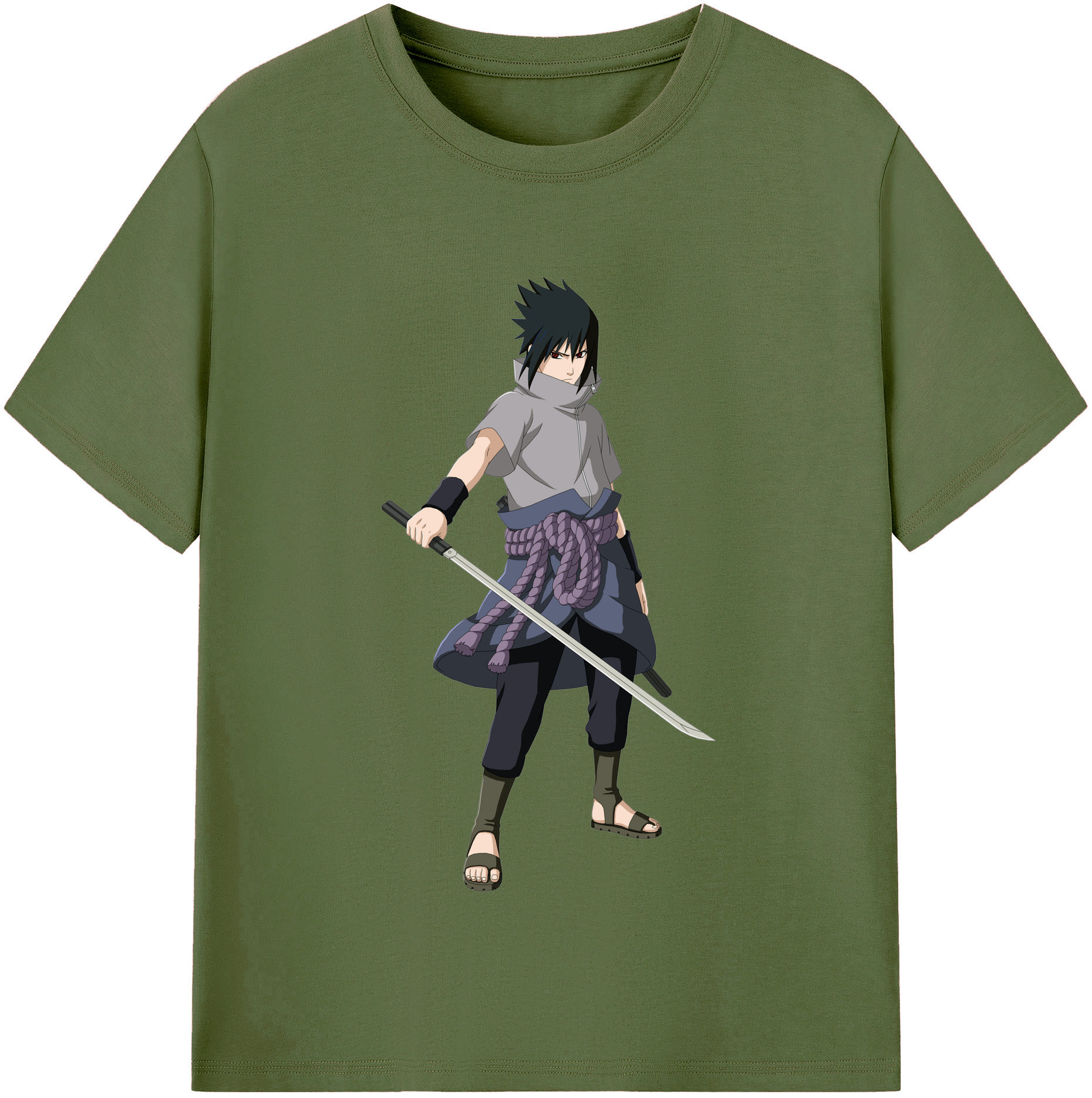 （画像用） NARUTO -ナルト- うちは サスケ Uchiha Sasuke 綿100％半袖Tシャツ（フロントプリント）